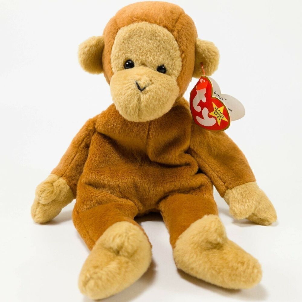 1995 Ty Beanie Baby Original Bongo The Monkey PVC pellet style 4067